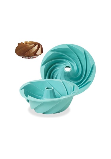 Silikon Yuvalı Tavalar, 2 Parça Yapışmaz Pişirme Kalıpları Kek, Jöle, Jelatin, Ekmek, Jelatin İçin, 9,5 İnç Mavi Çok Renkli