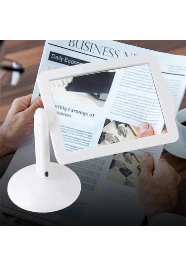 Suofeng Büyük Led Aydınlatmalı Okuma Büyüteci - 360 Derece Dönebilir 3x Büyütme Beyaz