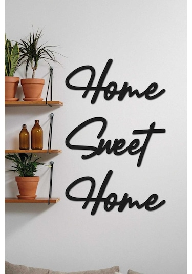 Home Sweet Home Duvar Tablosu Dekoratif Ahşap Tablo Kapı Süsü