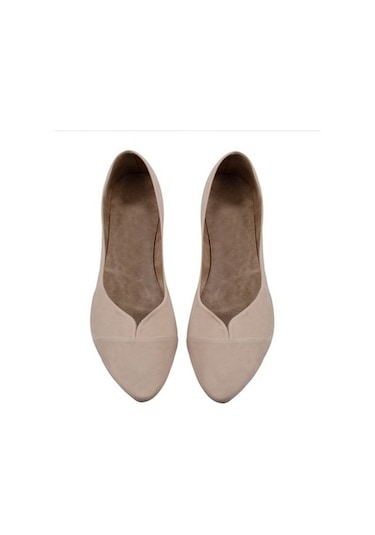 Krem Renk Bayan Süet Babet Ayakkabı Krem