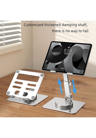 Ebitda Alüminyum Stand Ayarlanabilir Masaüstü Telefon Tutucu Mt136 Gri 360 Döndürülebilir, Yükseklik Ayarlanabilir, Katlanabilir, 4-13 İnç Uygun