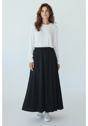 Kadın Beli Lastikli Kalın Kışlık Balık Etek Siyah