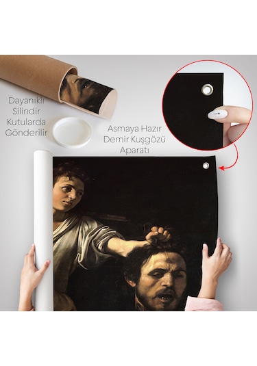 Caravaggio - David With The Head Of Goliath, Davud Goliath'ın Başı Duvar Örtüsü-7066
