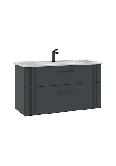 Orka Bari 100 Cm Mat Antrasit Banyo Dolabı Alt Modül Lavabo Mat Antrasit