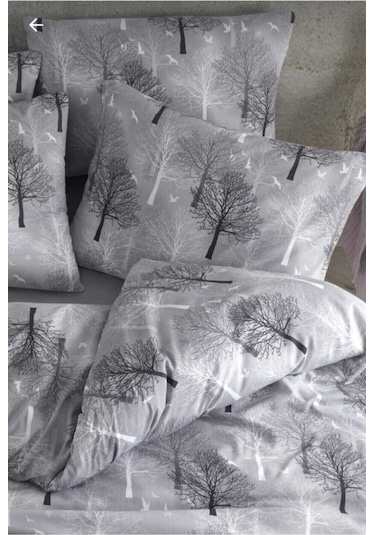 Cotton Gri Ağaç Çift Kişilik Nevresim Seti Gri