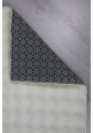 Dekoratif Bubble Uzun Tüylü Yumuşak Puffy Peluş Kaymaz Yıkanabilir Salon Koridor Halı Yolluk Krem