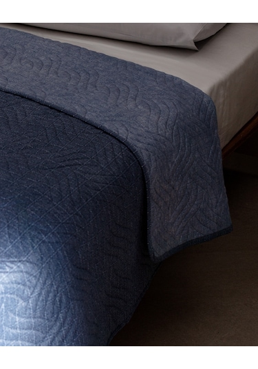 Odette Çift Kişilik Yatak Örtüsü Lacivert