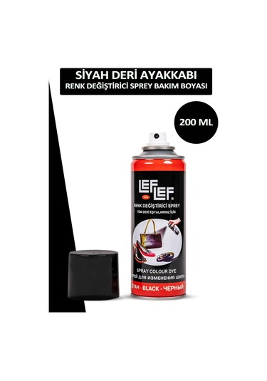 Bağcık + Nuri Leflef Siyah Deri Ayakkabı Renk Değiştirici Sprey Bakım Boyası 200 Ml Set Siyah