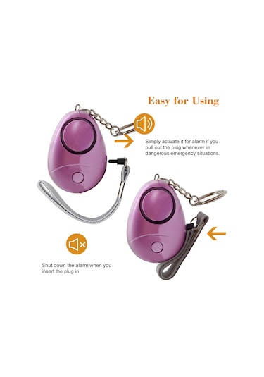 Mufunye Kişisel Alarm 120-130db Güvenli Ses Acil Durum Kendini Savunma Güvenlik Alarmı Anahtarlık Led El Feneri Kadınlar Kızlar Çocuklar Yaşlılar Kaşif, Mor, 1 Paket