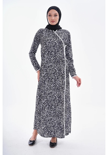 Puantiyeli Yandan Bağlamalı Namaz Elbisesi-21006 Gül Kurusu