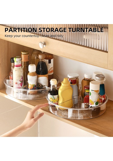Maiyame Pet Cam Gibi Saydam 5 Bölmeli 360 Döner Depolama Kutusu, Mutfak Baharat Organizasyonu, Çeşitli Amaçlı Raf 29.3x7cm Şeffaf