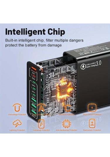 Xuweiwei Kaxoe 45w Çoklu Bağlantı Hızlı Şarj Cihazı Sarı Usb C Duvar Adaptörü Qc 3 0 Iphone Samsung Uyumlu İçin Sarı