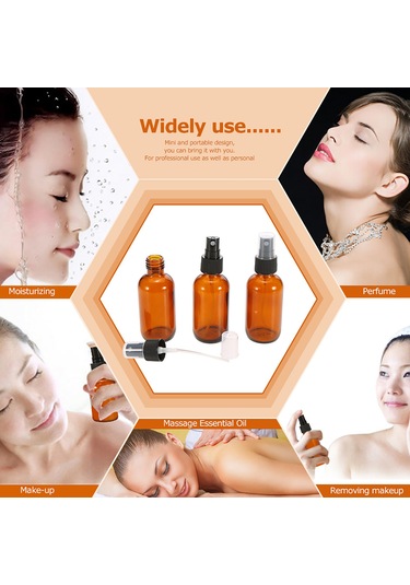 Teltree "3'lü Kehribar Cam Sprey Şişesi - 50ml İnce Sis Püskürtmeli Seyahat Kolaylığı"