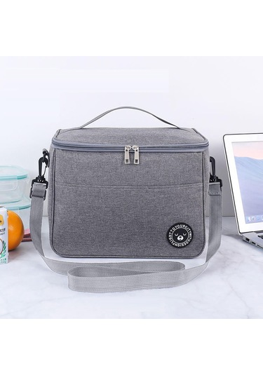 Gri Piknik Yalıtımlı Öğle Yemeği Kutusu Taşınabilir Soğutmalı Çanta Büyük Kapasiteli Su Geçirmez Öğle Yemeği Çantası Piknik Çantası L Gri