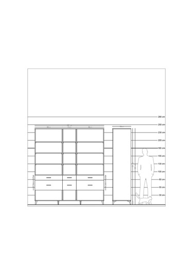 Kronos Dolap 12 Raflı 6 Çekmeceli 220x59x243 Çam-antrasit/çam Antrasıt/atlas Çam