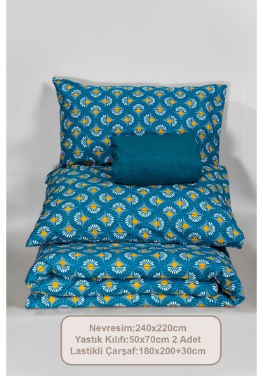 Elart Castor Nevresim Takımı King Size 240x220 Cm Yeşil Yeşil