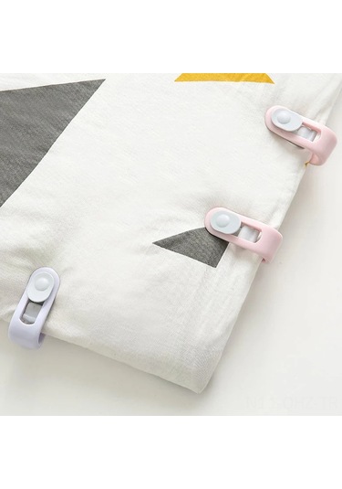 Aubyhe 6 Adet Mor Yorgan Döşeme Sabitleyici: İğnesiz, Kaymazsız, Görünmez Abs Plastiği Ev Evcil Hayvan Uyku Tutan Klip