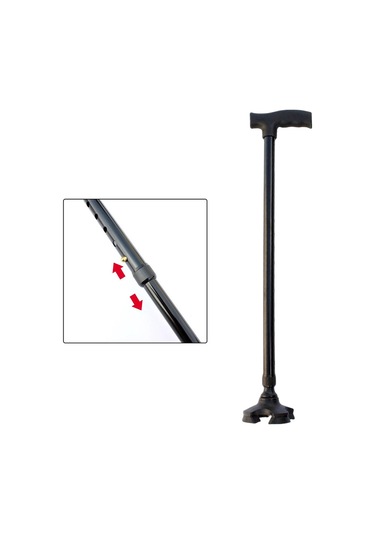 Dolıty Yürüme Bastonu Rahat Tutuş Teleskopik Hafif Siyah Siyah