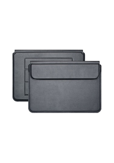 Xindoker 13.3 İnç Macbook Uyumlu İçin Ultra İnce Siyah Dizüstü Bilgisayar Stantlı Pudra Çantası Siyah