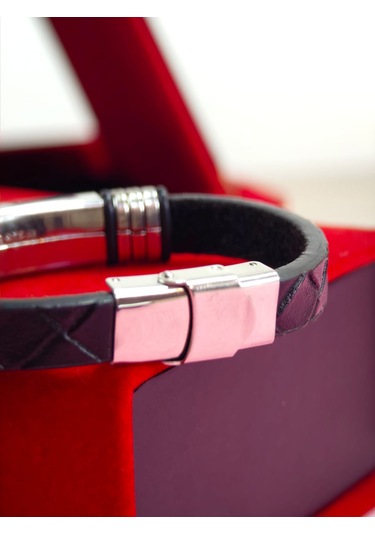 Çelik Derili Bileklik Kişiye Özel İsimli Paslanmaz Derili Çelik İsimli Bileklik 316 L Çelik Burma