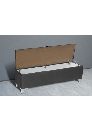Vetra Chester Model Açık Gri Sandıklı Puf  Kapitoneli Model 140cm Sandıklı Bank