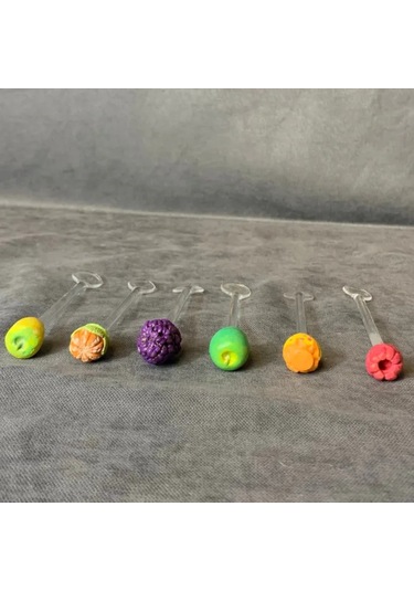 Uretti - Pınar 2572 - El Yapımı Tasarım 6'lı Cam Çay Kaşığı Şeffaf