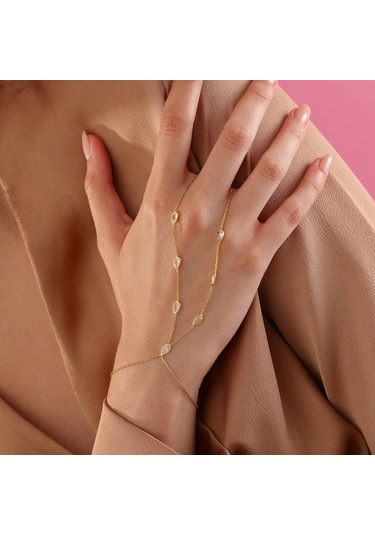 925 Ayar Gümüş Damla Zirkon Taşlı Şahmeran Altın