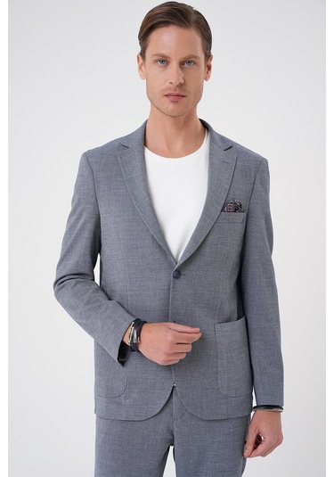 Comfort Fit Torba Cep Gofre Kumaş Casual Koyu Gri Ceket C 679 Gri