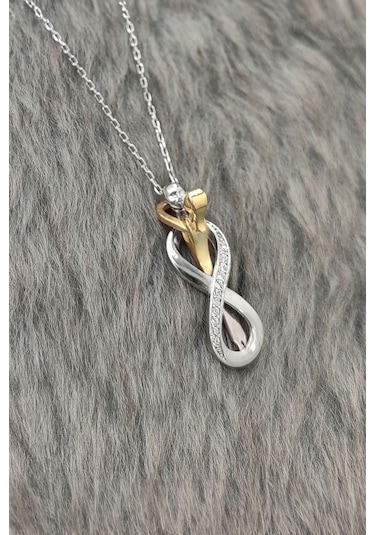 Chavin Aşk İle Birbirine Sarılan Çift Sonsuzluk Gümüş Kolye Dn86s