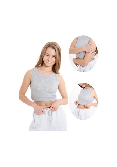 Alya Underwear Kaşkorse Kalın Biye Crop Gri Melanj