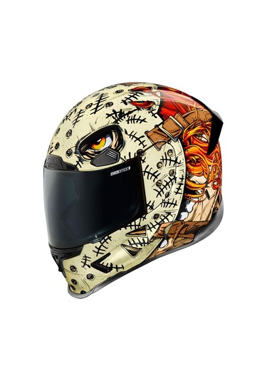 Icon Airframe Pro Topshelf Kapalı Motosiklet Kaskı Siyah Beyaz Kahverengi Turuncu
