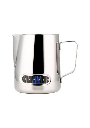 Shineyee 600ml Gümüş 304 Paslanmaz Çelik Kahve Latte Kupa, Sıcaklık Gösterici Ve Uçlu Ağızlı, Anti-korozif, Ev Ve Café İçin Gümüş