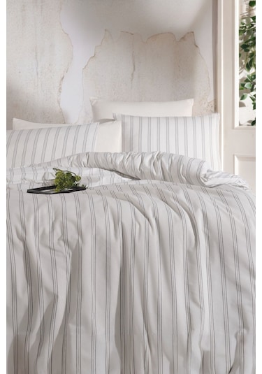 Organik Keten Çift Kişilik Nevresim Takımı Krem