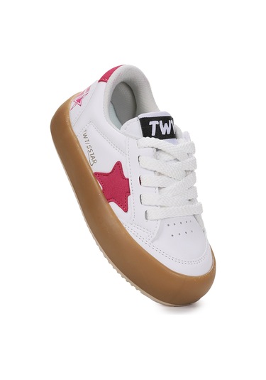 Kiko Kids Rida Günlük Bağcıklı Kız Çocuk Spor Ayakkabı Beyaz - Fuşya Beyaz - Fuşya