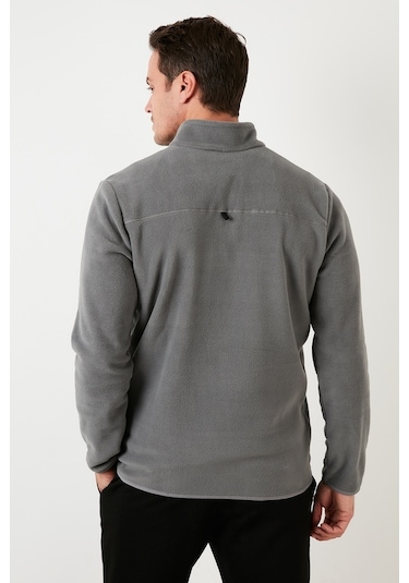 Buratti Slim Fit Anti-Pilling Tüylenme Yapmayan Bato Yaka Kışlık Şardonlu Erkek Polar 5906001 Gri