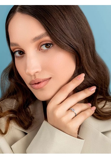 Veronika Nişan Yüzük Kalp 925 Ayar Gümüş 149811530 Gri