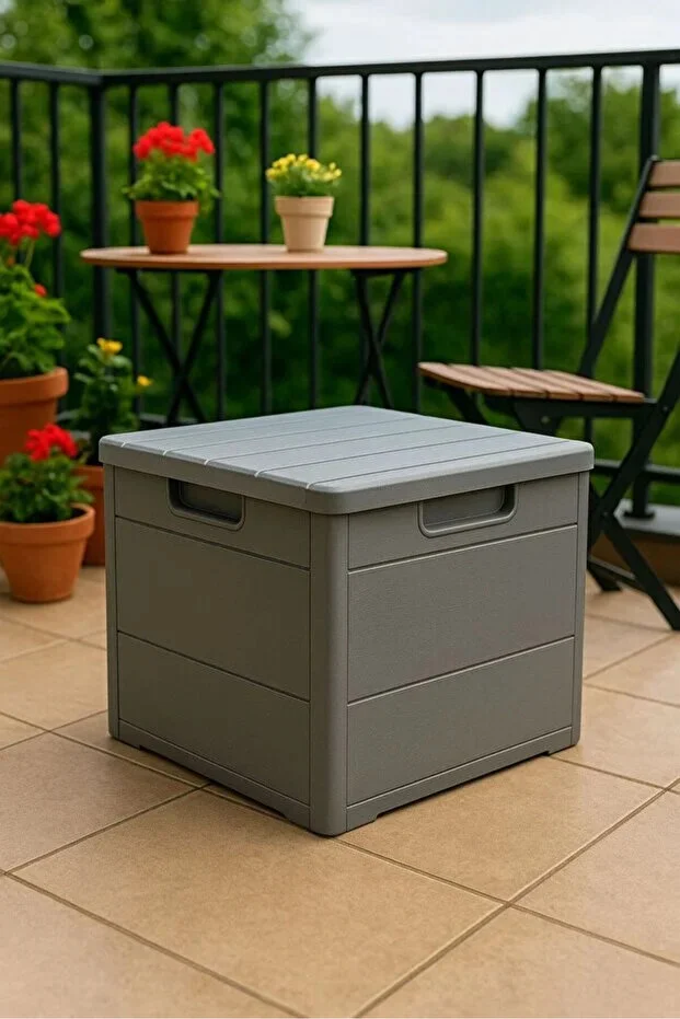 120 Lt Bahçe, Balkon, Kiler, Depolama Sandığı Gri