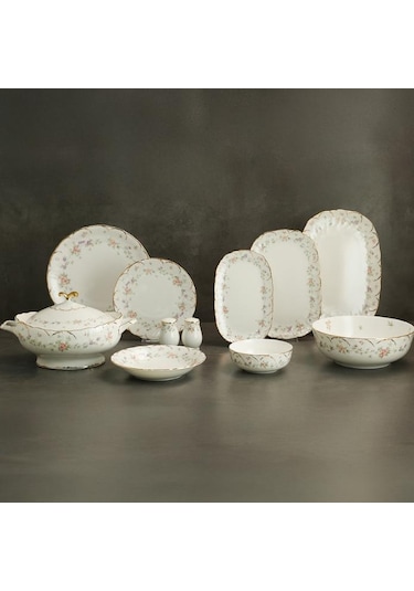 Evaliza Queen's Garden 60 Parça 12 Kişilik Yemek Takımı Desenli
