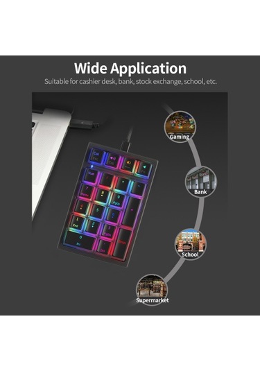 İblancod K10 21 Tuş Kablolu Mekanik Sayısal Klavye Rgb Arka Aydınlatma Efekti Mekanik Sarı Anahtarlar Puding Tuş Başlıkları Mavi