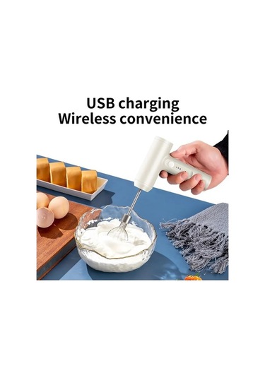 Ulzyvf Yumurta Yiyecek Taşınabilir Pişirme Mutfak Mikseri Mikser Krem Kek Kablosuz Hızları Hamur Gereçleri Elektrikli Çırpıcı Beyaz Beyaz Adet 3 1 Kw Beyaz