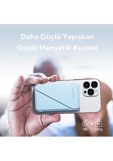 Voltme Magpak 5000mah Magsafe Kablosuz 22.5w Taşınabilir Şarj Cihazı Mavi Mavi