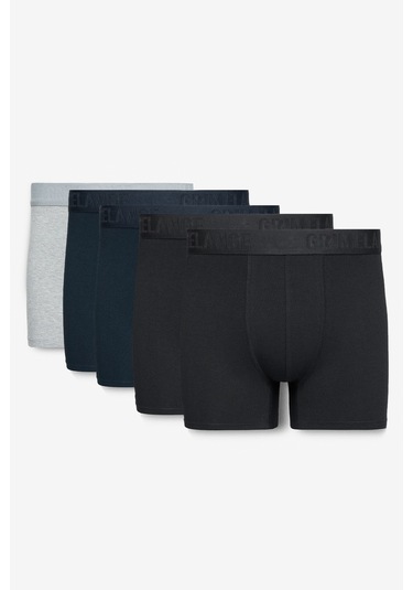 KONSTA Erkek Trunk 5'li Paket Pamuklu Likralı Esnek Kumaş Siyah / Lacivert / Grimelanj Boxer