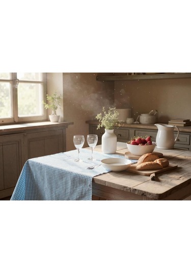 Pötikare Piknik Örtüsü - Masa Örtüsü- Sofra Bezi 160 160 Cm Mavi