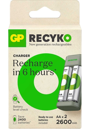 Gp Recyko E221 2 X 2600 Mah R6 Aa Pilli Pil Şarj Cihazı Gp-e221/270ahcer21-2gtlb2 4741