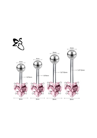 Zs 14g Paslanmaz Çelik Göbek Piercingi 6/8/10/12 Mm Cz Kristal Takı Greengümüş Gümüş