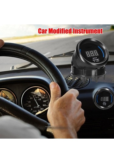 Fortunelane 52mm Siyah Abs+metal Araba Modifikasyon Göstergesi, Lcd Ekranlı, 40-120 X10 Sıcaklık Ölçümü, Uyarı Fonksiyonlu Egzos