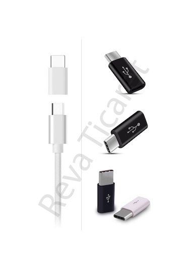 Micro Usb Type C Çevirici Type-C Dönüştürücü Otg Adaptör 3'Lü