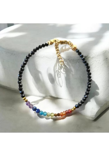 Doğaltaş Minimal Kesim Spinel Taşı Çakra Bileklik 3 Mm Çok Renkli