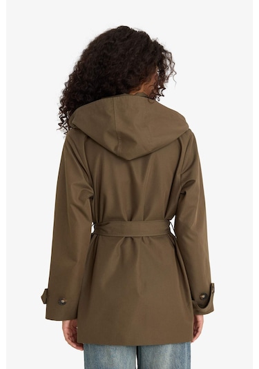 Defacto Regular Fit Kapüşonlu Kemerli Trençkot E8582ax25aukh402 Haki