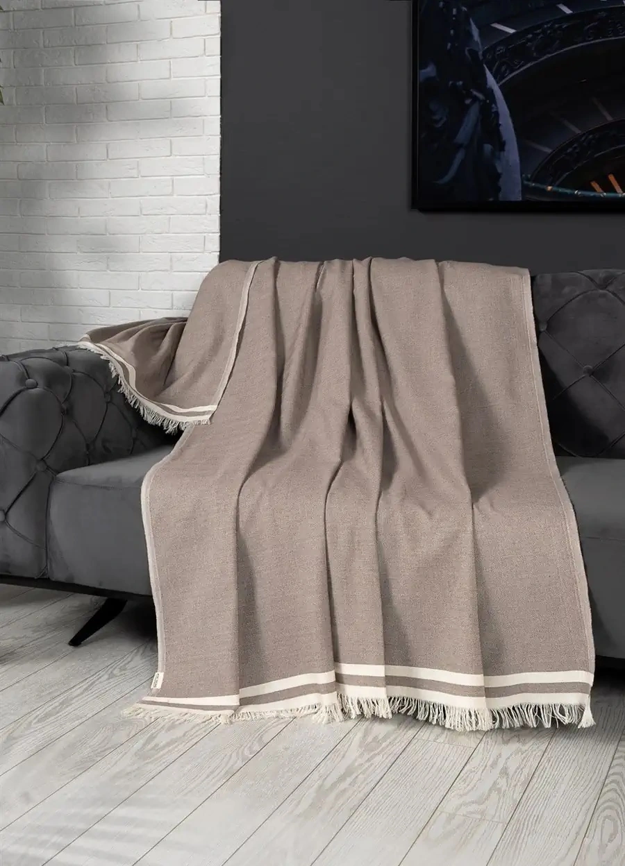 Alinda Pamuklu Maxi Boy Kolları Kapatan Kaymaz Terletmez Koltuk Örtüsü 170x300 - Kahverengi Kahverengi